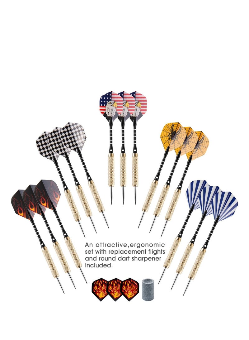 UZOPI 15 Packs Steel Tip Darts 18 Grams With Dart Sharpener And 3 Extra Flights Aluminum Shafts & Brass Barrels Levels In Every Rec Room Man Cave And Game Room  - Image 2