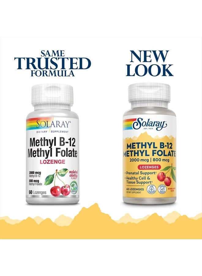 Solaray B-12 + Methyl Folate Lozenges | 60 Count - Image 2