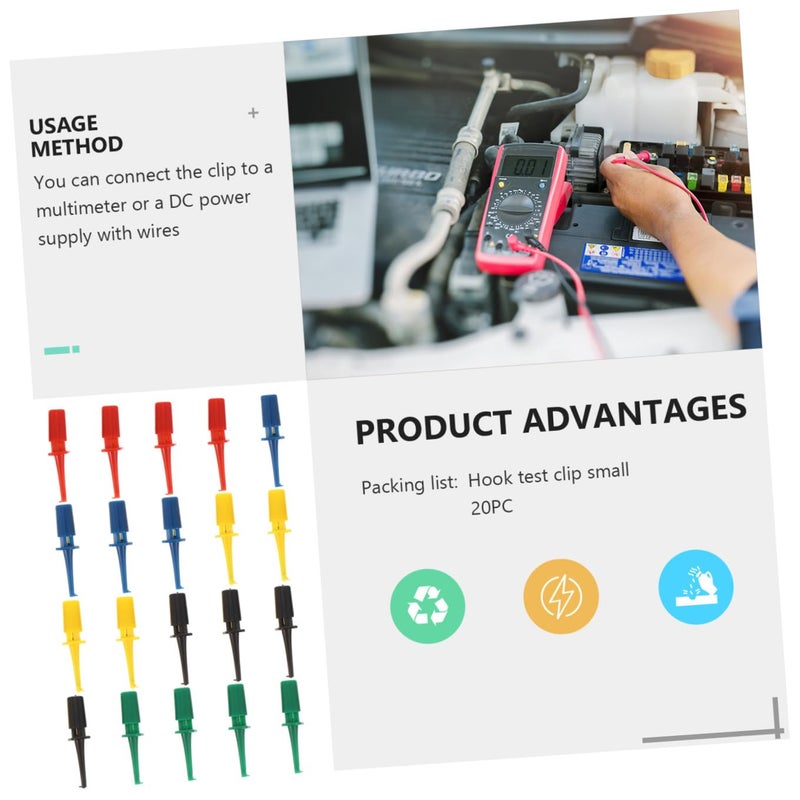 20pcs Multimeter Test Clips with Probe Hooks Red Green Blue Yellow for Electrical Testing - Image 4