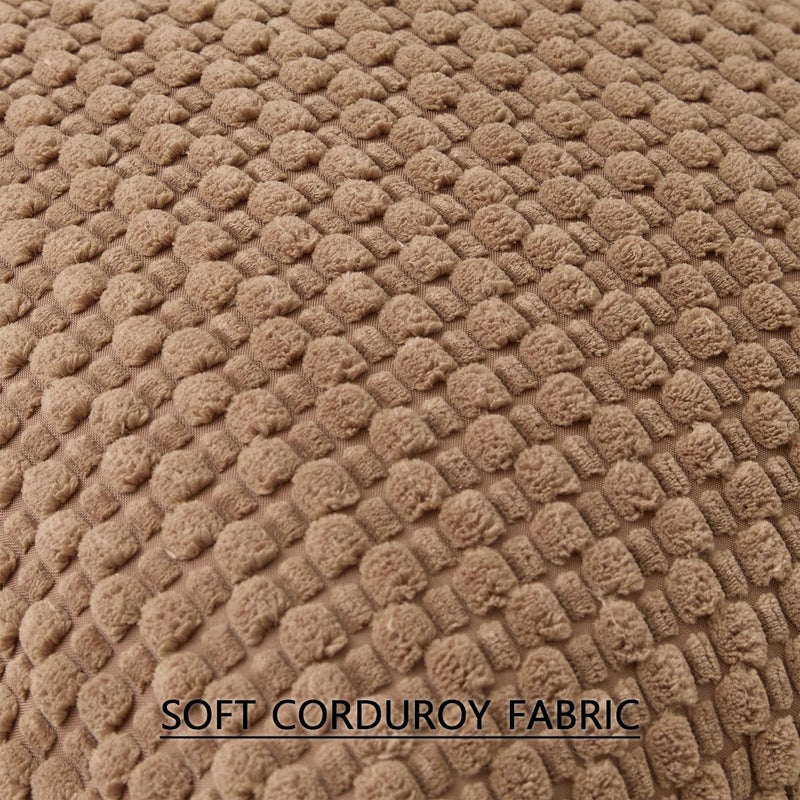 UGS UGASA UGASA Velvet 12x20 Inch Lumbar Throw Pillow Cover, Both Sides Corduroy Striped, Soft Solid Decorative Rectangular Cushion Case for Couch/Bedroom/Car, 1 Piece, Light Brown - Image 3