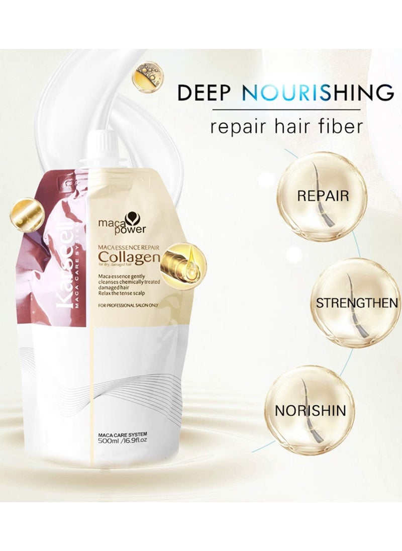 Karseell Collagen Hair Treatment 16.9 Oz 500ml Deep Repairs Conditioner Argan Oil Keratin Hair Treatment for Dry Damaged Curly Bleached & All Hair Types  - Image 2