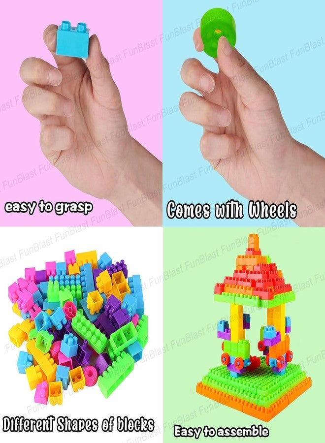 FunBlast DIY Plastic Building Blocks for Kids Building Blocks Toy for Kids Puzzle Games for Kid,Toys for Children Educational & Learning Toy for Kid,Girls & Boys -(250 Pieces Blocks with 38 Wheels) - Image 3