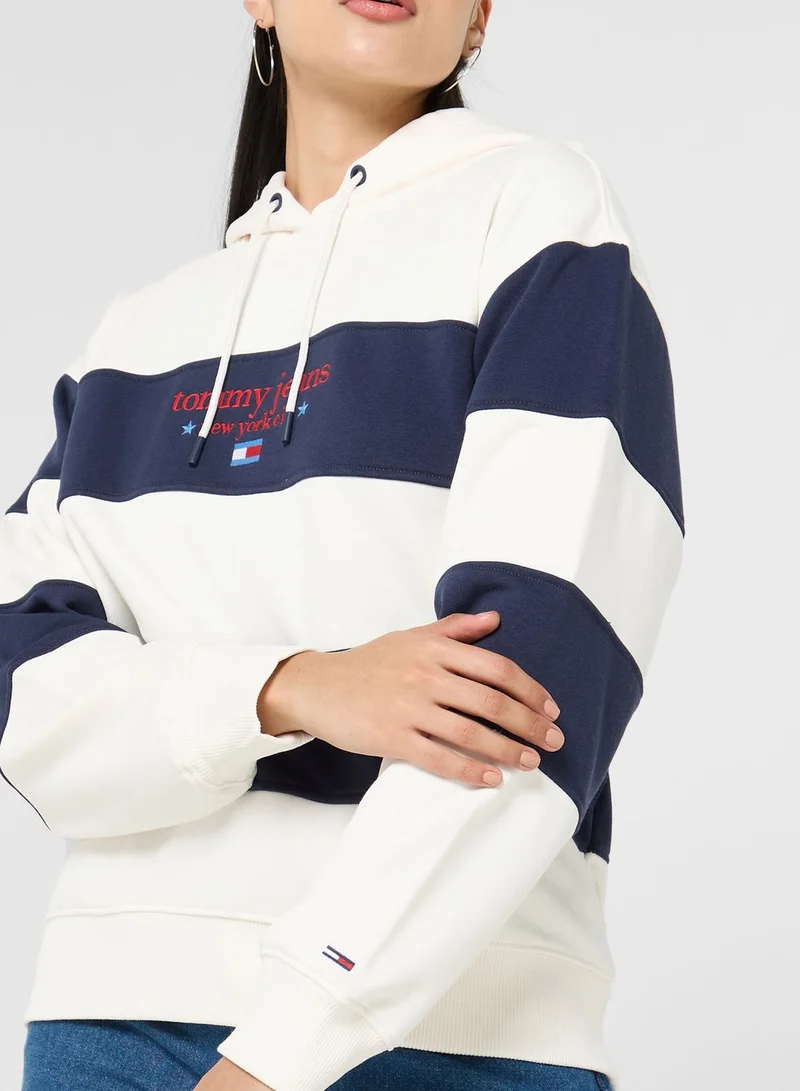 TOMMY JEANS Logo Striped Knitted Hoodie
