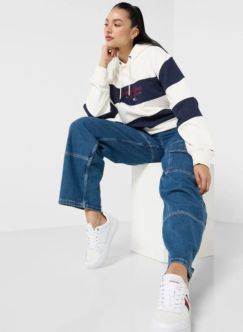 TOMMY JEANS Logo Striped Knitted Hoodie