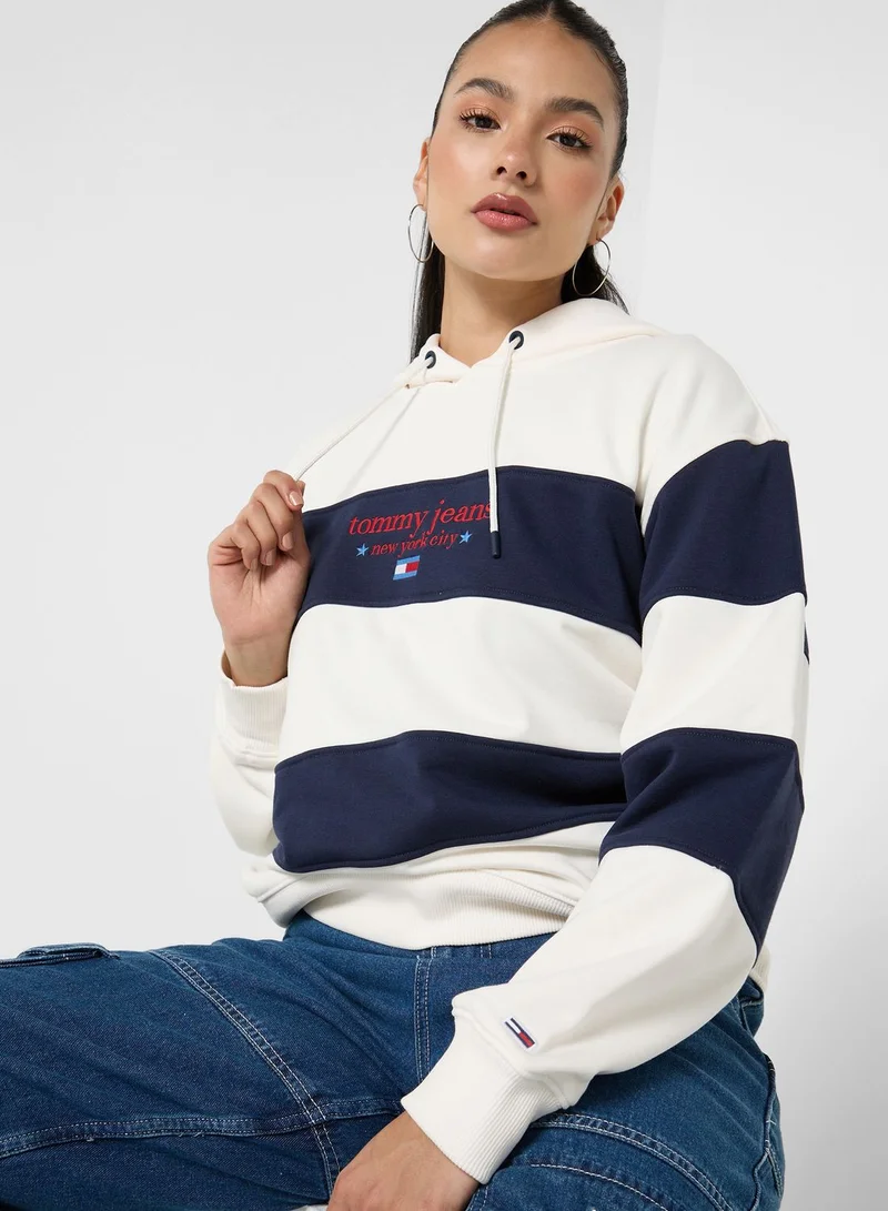 TOMMY JEANS Logo Striped Knitted Hoodie