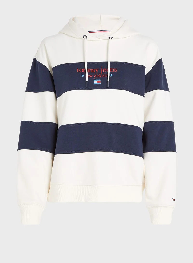 TOMMY JEANS Logo Striped Knitted Hoodie