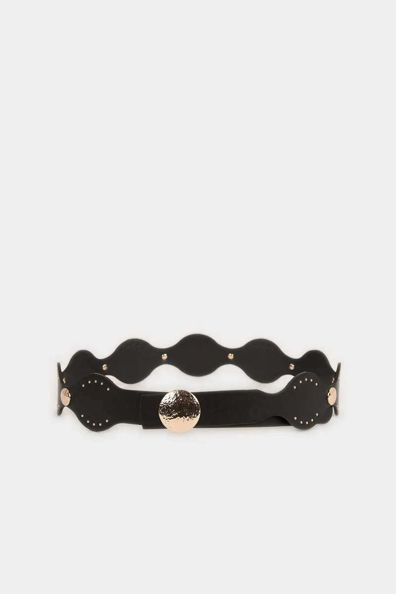 ديفاكتو Woman Oval Buckle Faux Leather Dress Belt