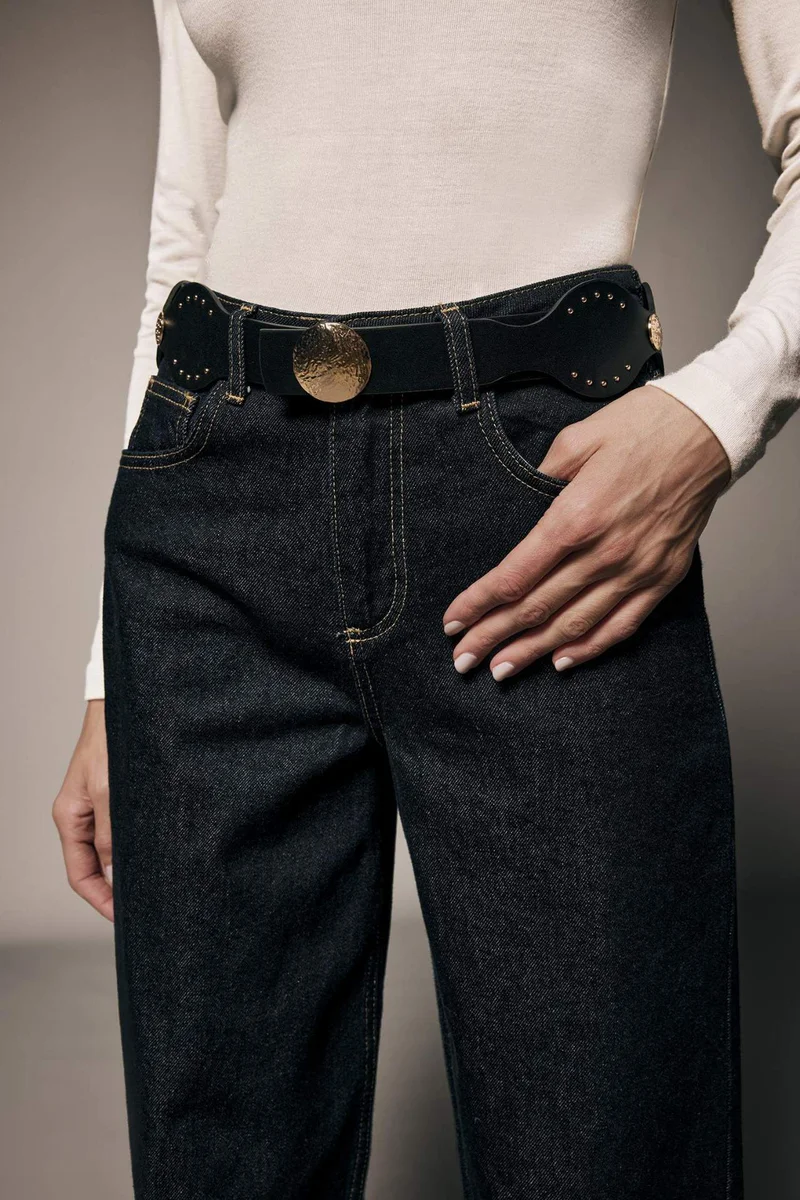 ديفاكتو Woman Oval Buckle Faux Leather Dress Belt