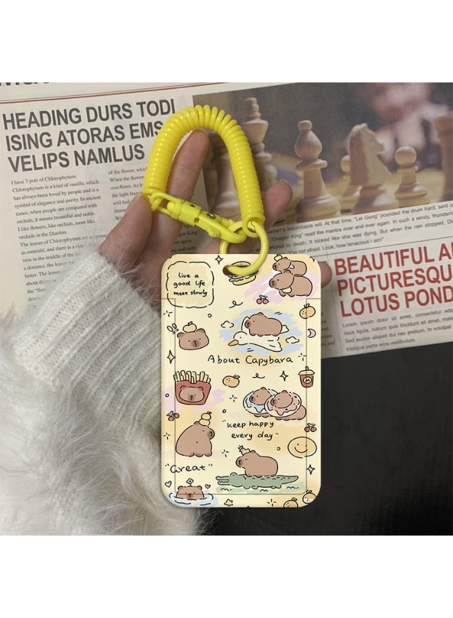 NIBEMINENT 1 - Piece Hamburger Capybara Kpop Photo Card Holder Pendant Key Chain ID Badge Holder ID Card Holder Photo Card Protector for School ID Office ID Access Card for Women Girls