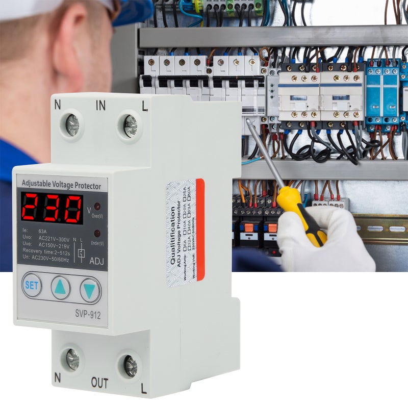 230V Under Over Voltage Protector Adjustable Recovery Protective Relay Voltmeter SVP‑912 - Image 5