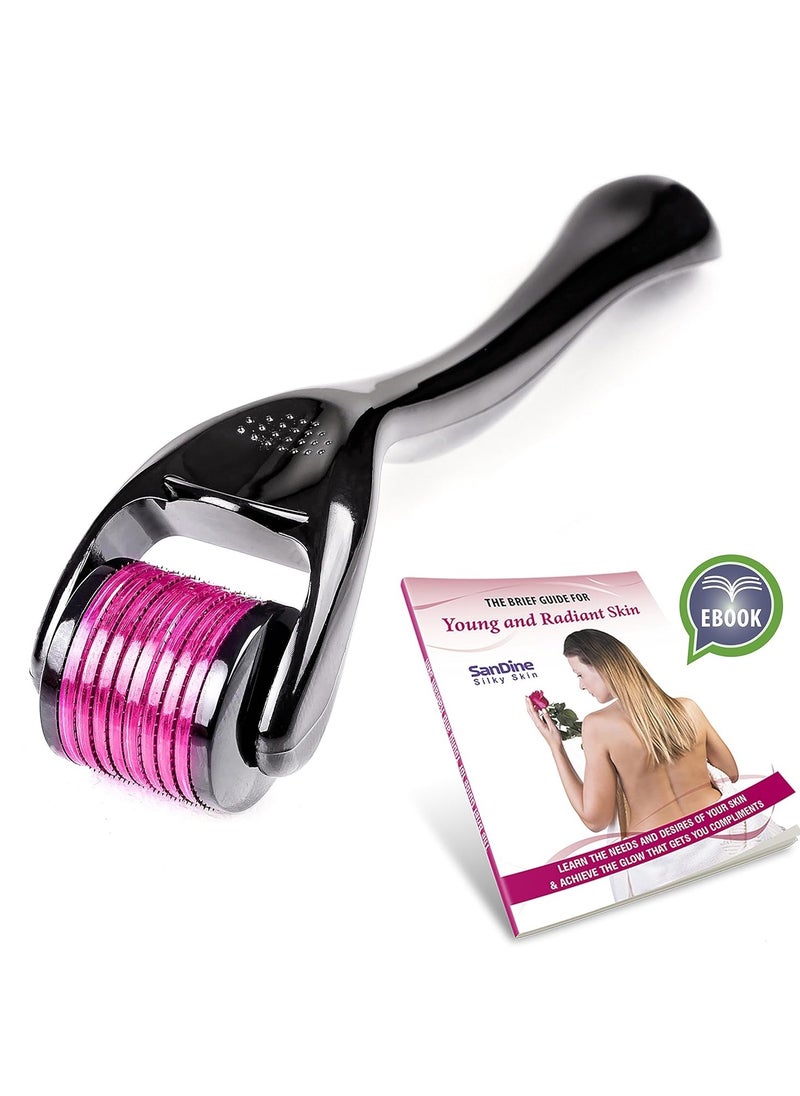 SanDine Silky Skin - Microneedle Derma Roller - 540 Micro Needle Skin Care System - Ideal to Keep Your Skin Young and Radiant - Titanium for Silky Smooth and Beautiful Skin - Includes FREE E-Book -By Sandine (0.3mm) - Image 1