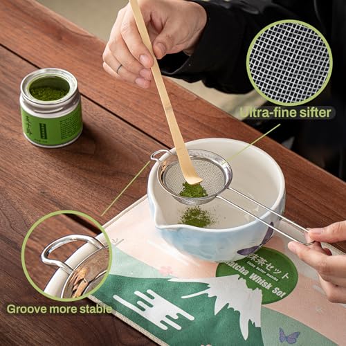 Clay&Fire Matcha Whisk Set，9 Pcs Ceramic Matcha Set, 15 OZ Matcha Bowl with Spout and Whisk，Matcha Kit for Friend, Ideal Gift for Matcha Lover（Butterfly） - Image 3