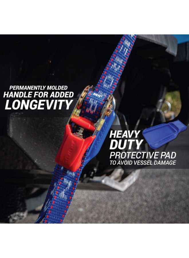 Jetski Ratchet Strap Tie Down Strap - Made in NZ - 1  x 8   Heavy Duty Tiedown with Floating PVC Hook - for Jetskis  Seadoo  Waverunner & PWCs - 1 800lbs Break Strength - 1 Strap  Blue  - Image 3