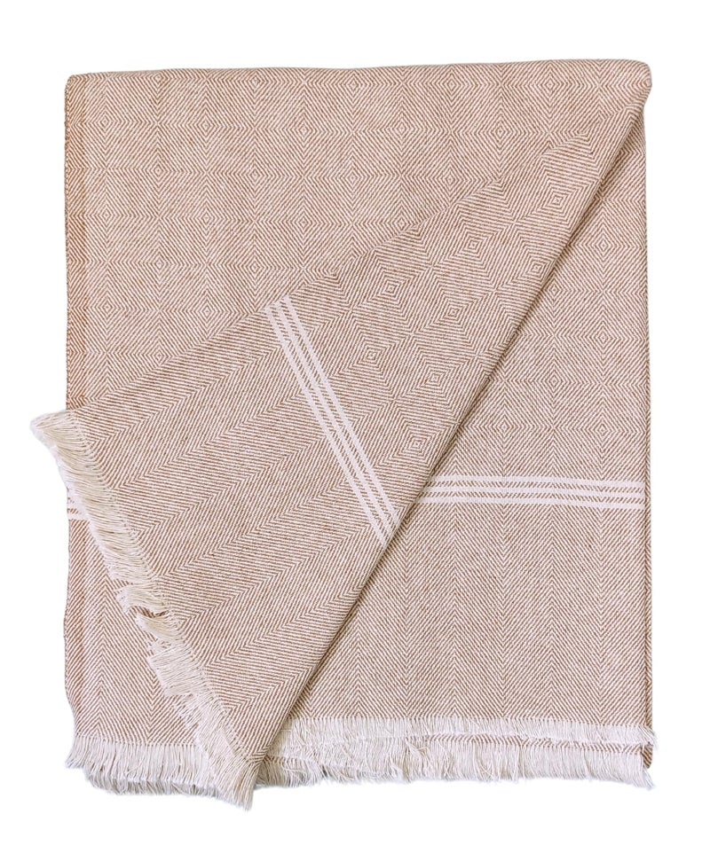 Arvore Bunkaar Plain Pure Handloom Khes - 100% Desi Thick And Heavy Cotton 100 TC Khes/Summer Blanket/Chadar/Yoga Blanket (Wavy Brown 2) - Image 1
