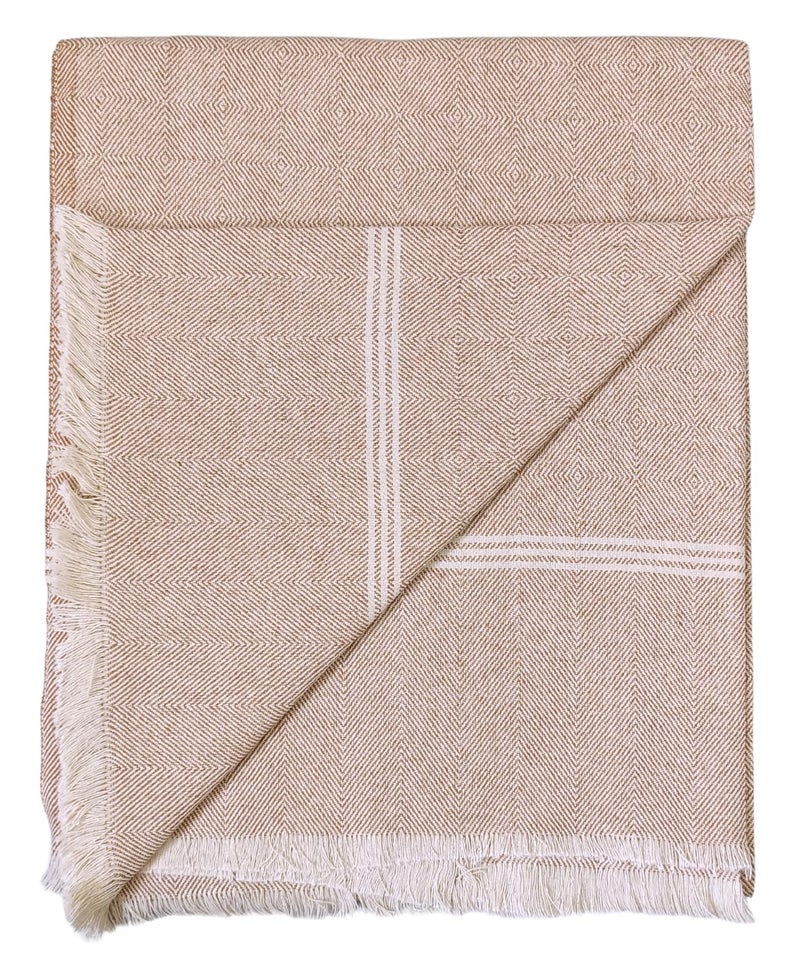 Arvore Bunkaar Plain Pure Handloom Khes - 100% Desi Thick And Heavy Cotton 100 TC Khes/Summer Blanket/Chadar/Yoga Blanket (Wavy Brown 2) - Image 3
