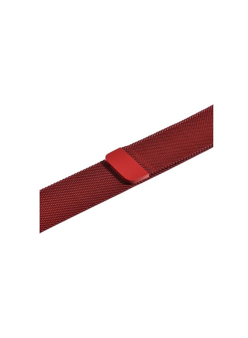 MOCOM Metal Stainless Steel Milanese Loop Chain Mesh Band for Apple Watch 7/6/SE/5/4/3/2/1 45mm/44mm/42mm Red