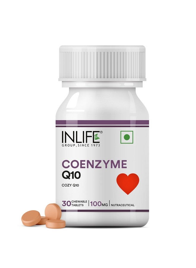 INLIFE إنزيم Q10 100 ملغ | مكمل CoQ10 يوبكوينون لإدارة الطاقة | مضاد أكسدة للرجال والنساء - 30 قرص قابل للمضغ (عبوة من 1) - Image 1