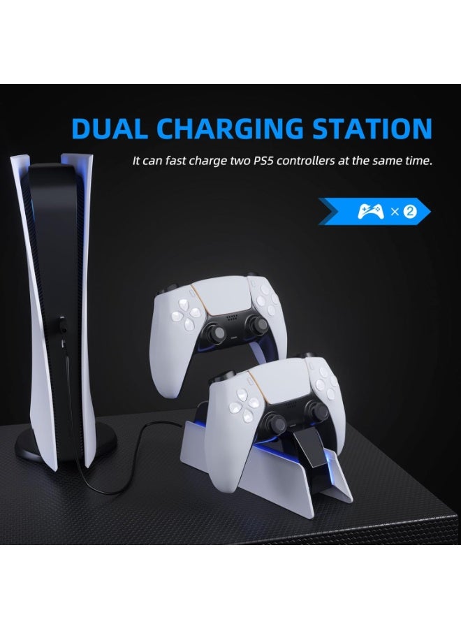 afbptek PS5 Controller Charger, PS5 Controller Charging Station Dock, Fast Dual Charging for Dualsense, Playstation 5 Controller with Wireless Controller Accessories, Blue LED ON/Off Automatically - Image 4