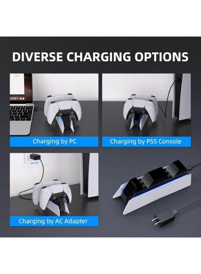 afbptek PS5 Controller Charger, PS5 Controller Charging Station Dock, Fast Dual Charging for Dualsense, Playstation 5 Controller with Wireless Controller Accessories, Blue LED ON/Off Automatically - Image 5