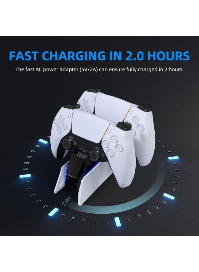 afbptek PS5 Controller Charger, PS5 Controller Charging Station Dock, Fast Dual Charging for Dualsense, Playstation 5 Controller with Wireless Controller Accessories, Blue LED ON/Off Automatically - Image 2