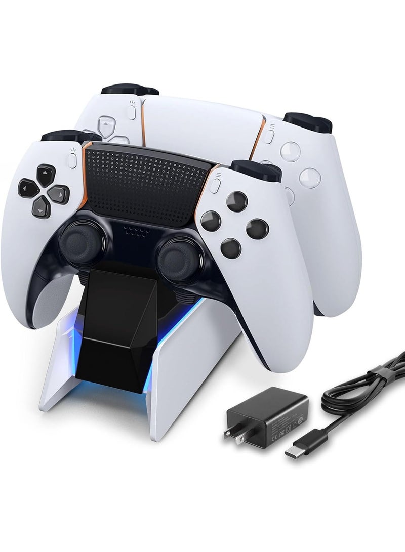 afbptek PS5 Controller Charger, PS5 Controller Charging Station Dock, Fast Dual Charging for Dualsense, Playstation 5 Controller with Wireless Controller Accessories, Blue LED ON/Off Automatically - Image 1
