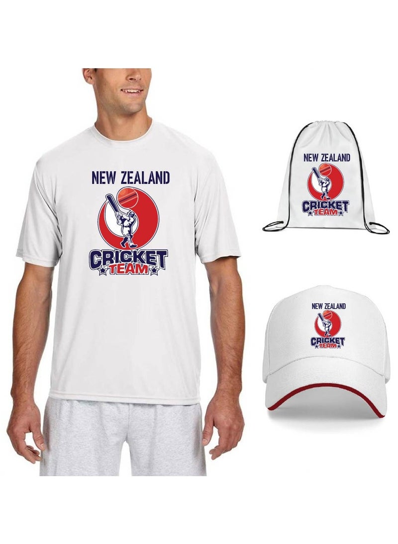 New Zealand Unisex Sports Jersey Dry-Fit T-shirt for Adults, Drawstring Bag, Cap, and Scarf - Perfect for New Zealand Fans  - Image 1