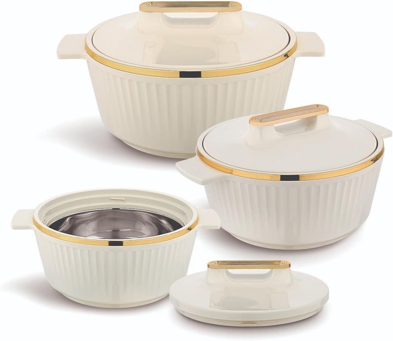 Asian Fancy Casserole – Stainless Steel Insulated Hotpot | Elegant & Heat-Retaining Design (BEIGE, 1.5,2.5,3.5L) - Image 1