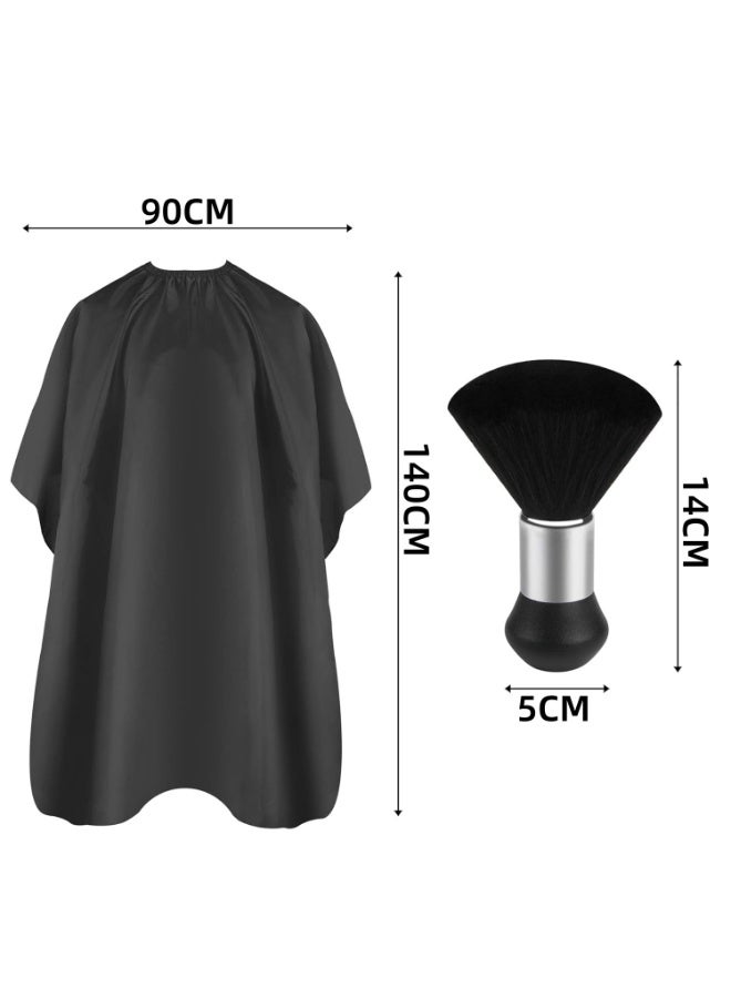 LUMYA 2PCS Hair Cutting Cape with Neck Duster Brush, Salon Cape Set for Barber, Haircut Accessories Kit, Professional Hair Cutting Tools, Black - Image 4