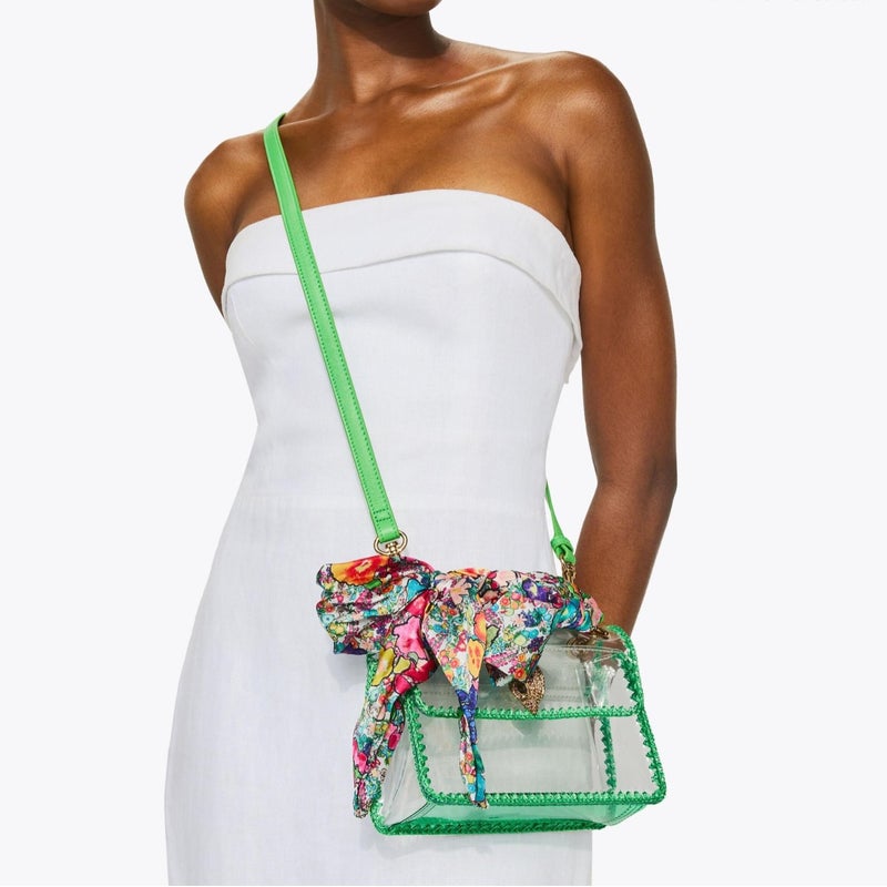 Summer PVC Jelly Bag with Floral Scarf, Adjustable Shoulder Crossbody Beach Bag for Women - Image 4