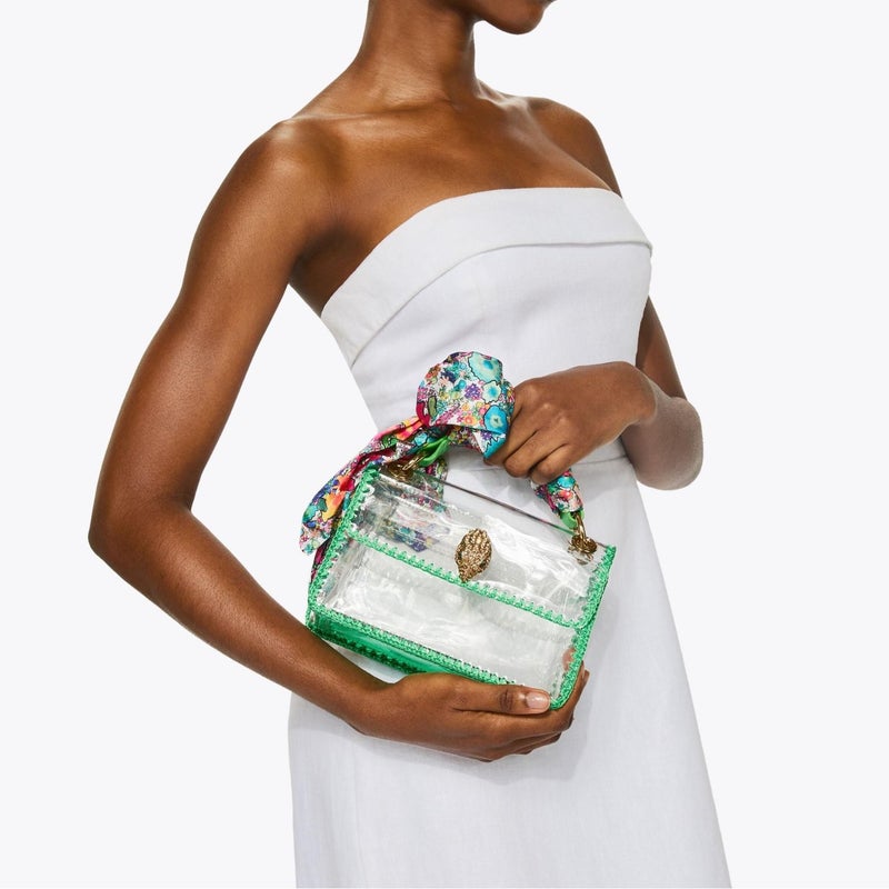 Summer PVC Jelly Bag with Floral Scarf, Adjustable Shoulder Crossbody Beach Bag for Women - Image 3