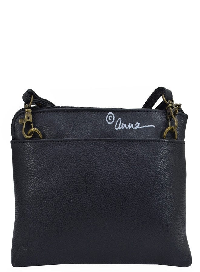 Anna by Anuschka Hand Painted Women’s Genuine Leather Slim Crossbody, Butterfly Dusk, One size - Image 2
