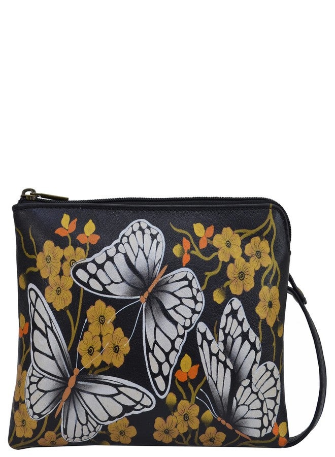 Anna by Anuschka Hand Painted Women’s Genuine Leather Slim Crossbody, Butterfly Dusk, One size - Image 1