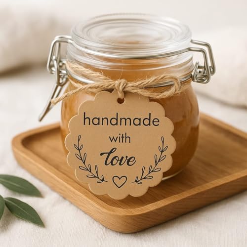 Mudrit Kraft Paper Tags, Handmade Gift Tags 3” Round Labels with Jute Twine, Scalloped Shaped, Perfect for Arts and Crafts, DIY, Wedding Party Favor - (Pack of 200) - Image 3