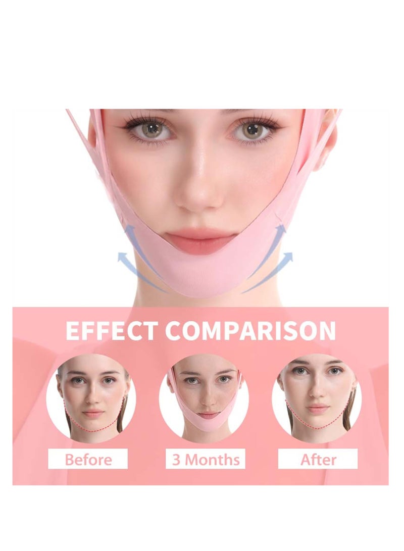 1 Pcs Facial Lifting Belt Face Lift Band Soothing Comfy Double Chin Reducing Device with Thin Female Shaper Reusable Breathable and Comfortable V Line Mask Pink - Image 5