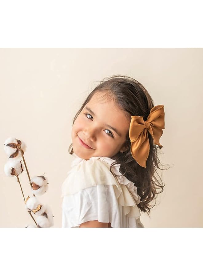 KASTWAVE Embroidered Big Bow Hair Clips Baby Girls Women Cotton Linen Hair Bow Clips Sailor Hair Fabric Hairpin Manual Hair Accessories 12 Pieces Color - Image 3