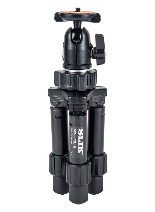 SLIK Mini Pro III Table Top Tripod, 2-Section, Max 10" - Black  - Image 2