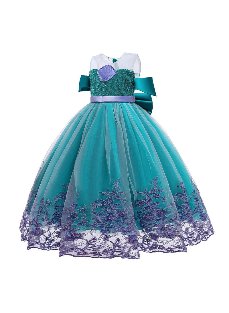 Children's cosplay clothing mermaid mesh sequins shell princess dress girl dress performance dress 130cm - Image 3