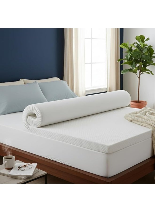 Harmony Home Memory Foam Mattress Topper – 5cm Visco Elastic | Removable Knitted Cover | Double Size (120x200 cm) - Image 1