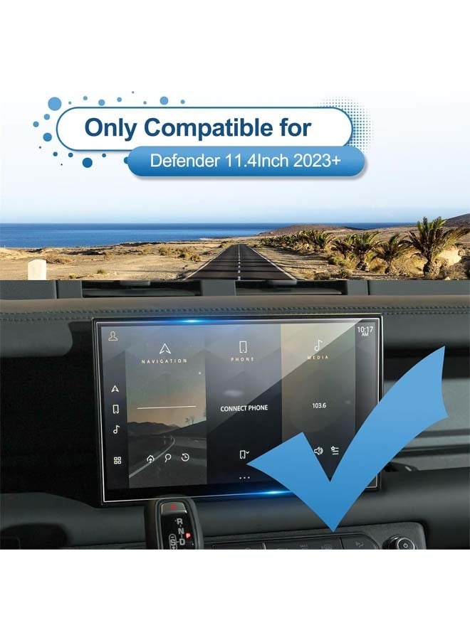 L&E Defender Screen Protector for Land Rover Defender Pivi Pro 11.4-inch Touch Screen, 9H Tempered Glass 2023 2024 Defender 90&110&130 Accessories HD Transparent Protective Film 11.4" - Image 2