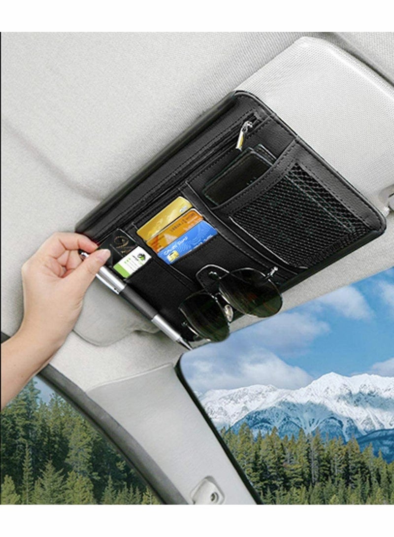 Excefore Car Interior Accessories Pocket Organizer, Car Sun Visor Organizer Auto Visor Pocket(Black) - Image 2