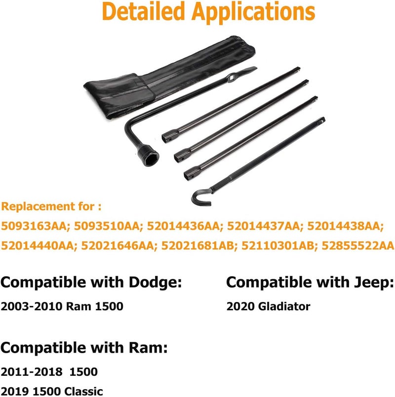 Dr.Roc Compatible with Spare Tire Tool Kit with Spare Tire Jack Handle and Wheel Lug Wrench 2003-2018 Dodge Ram 1500 and 2019 Ram 1500 Classic - Image 2