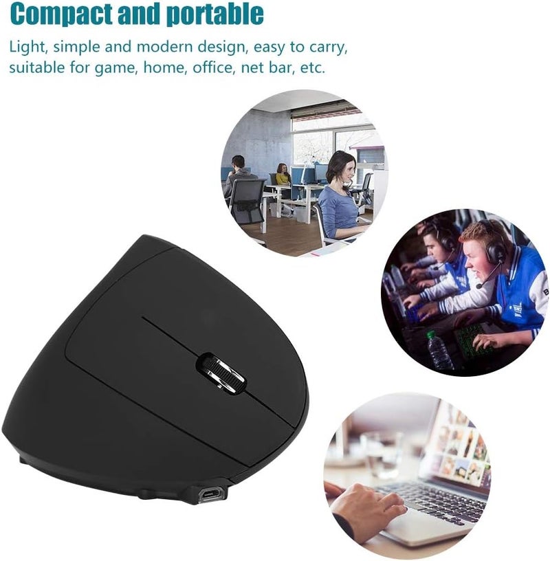 cheekyglo 2.4GHz 1600DPI Vertical Wireless Mouse with USB Port Optical Ergonomic Gaming Mouse Rechargeable Precision Positioning for Game/Home/Office/Net bar PC/Laptop, etc - Image 4