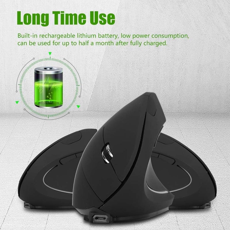 cheekyglo 2.4GHz 1600DPI Vertical Wireless Mouse with USB Port Optical Ergonomic Gaming Mouse Rechargeable Precision Positioning for Game/Home/Office/Net bar PC/Laptop, etc - Image 2