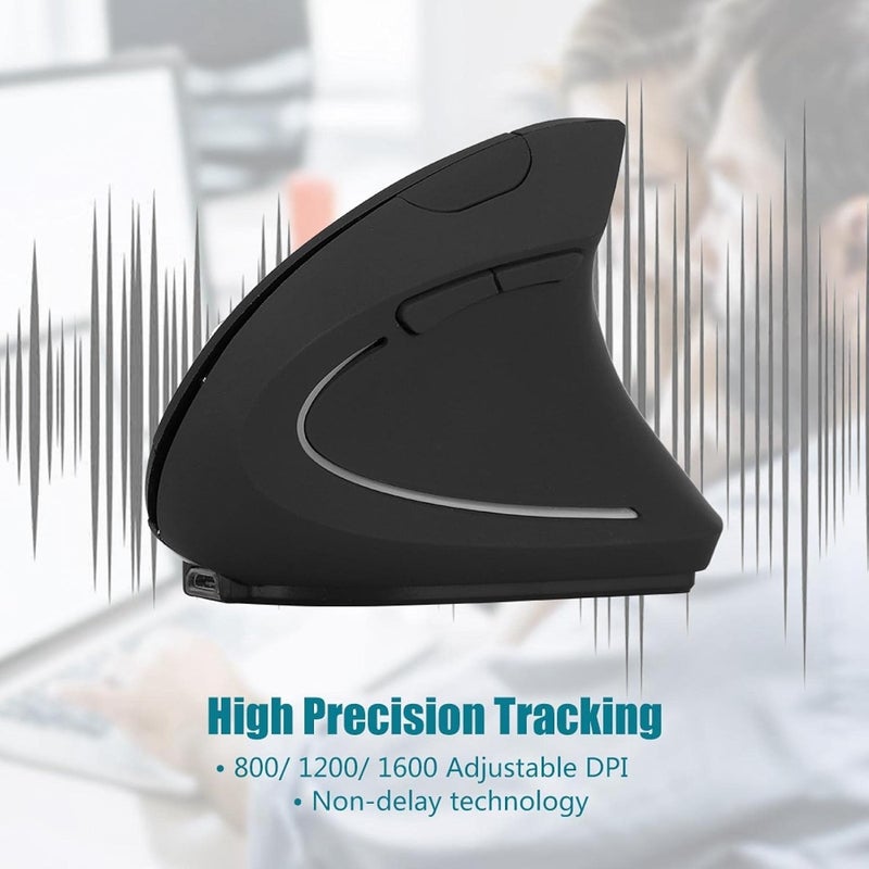 cheekyglo 2.4GHz 1600DPI Vertical Wireless Mouse with USB Port Optical Ergonomic Gaming Mouse Rechargeable Precision Positioning for Game/Home/Office/Net bar PC/Laptop, etc - Image 3