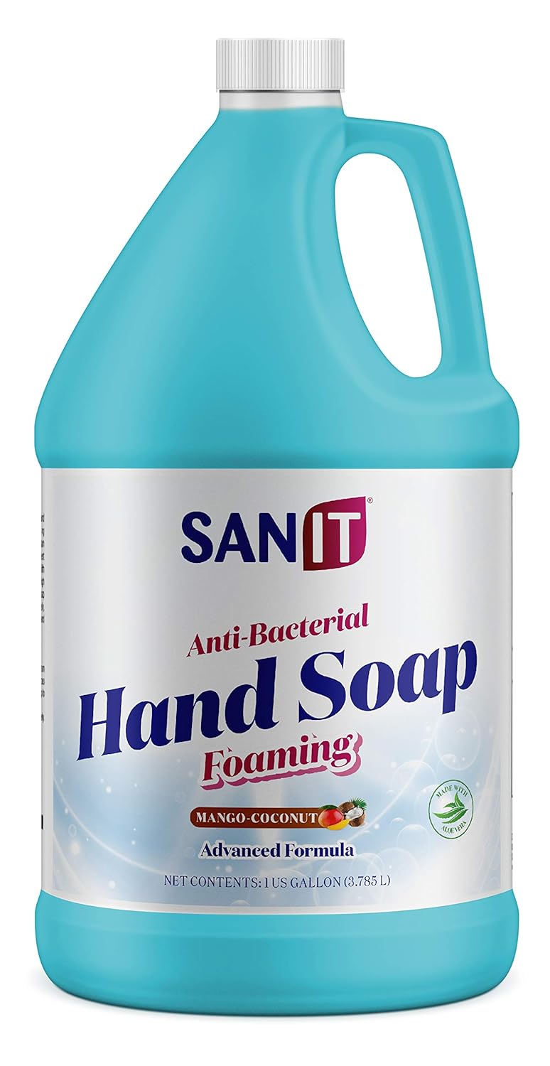 Sanit Antibacterial Foaming Hand Soap Refill  Advanced Formula with Aloe Vera and Moisturizers  AllNatural Moisturizing Hand Wash  Made in USA Mango Coconut 1 Gallon