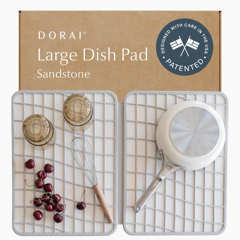 Dorai Dorai Home Large Dish Pad  40 More Drying Space EcoFriendly QuickDrying Stone Mat for Kitchen 246 x 165 Sandstone 