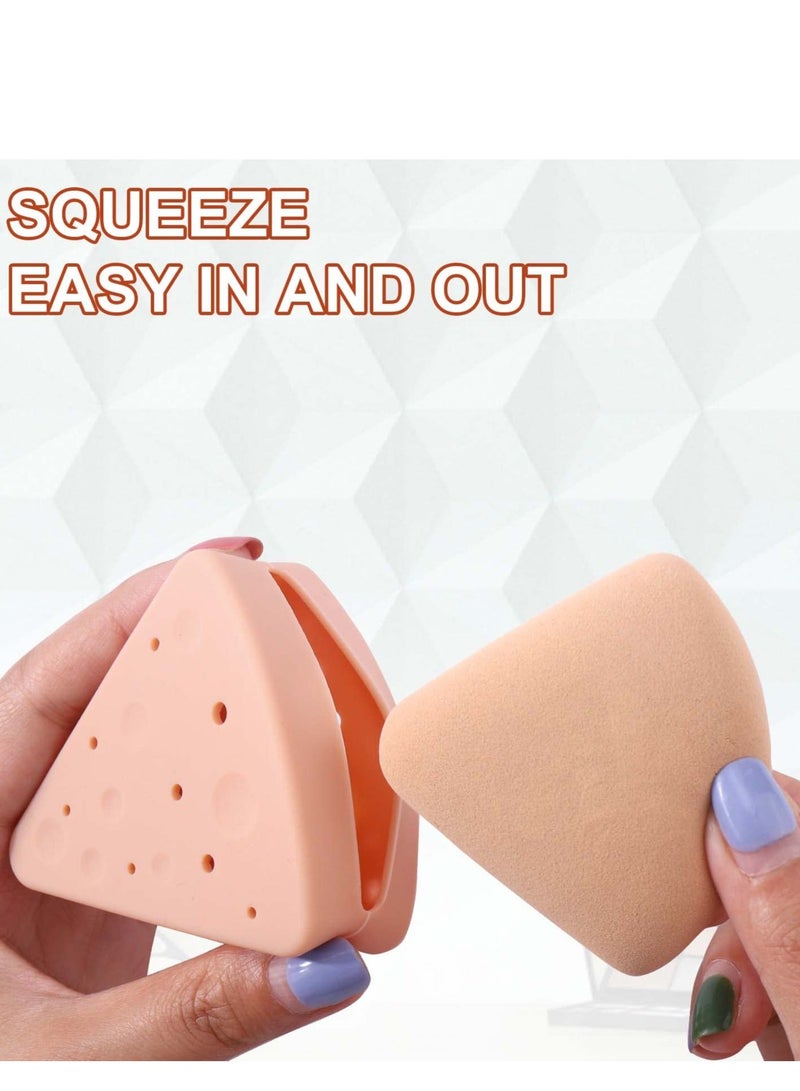 Silicone Powder Puff Case, Portable Cosmetic Blender Silicone Travel Drying Case, Beauty Egg Storage Box Powder Puff Container, Makeup Puff Protective Carrying Container Pink - Image 3