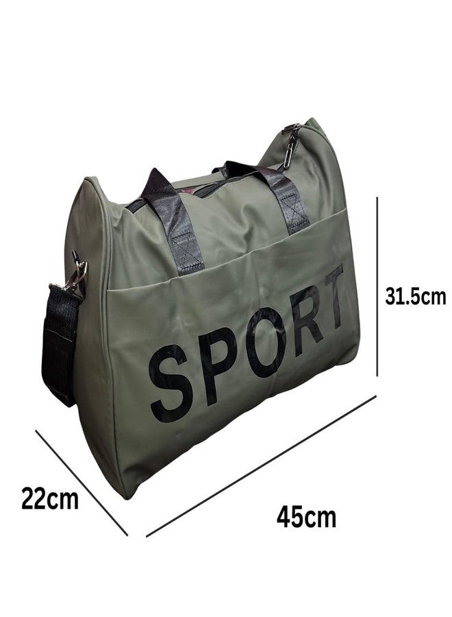 MERISH Duffel Bag, Olive Green with Black Handles, Gym Travel Bag with Adjustable Shoulder Strap - Image 4