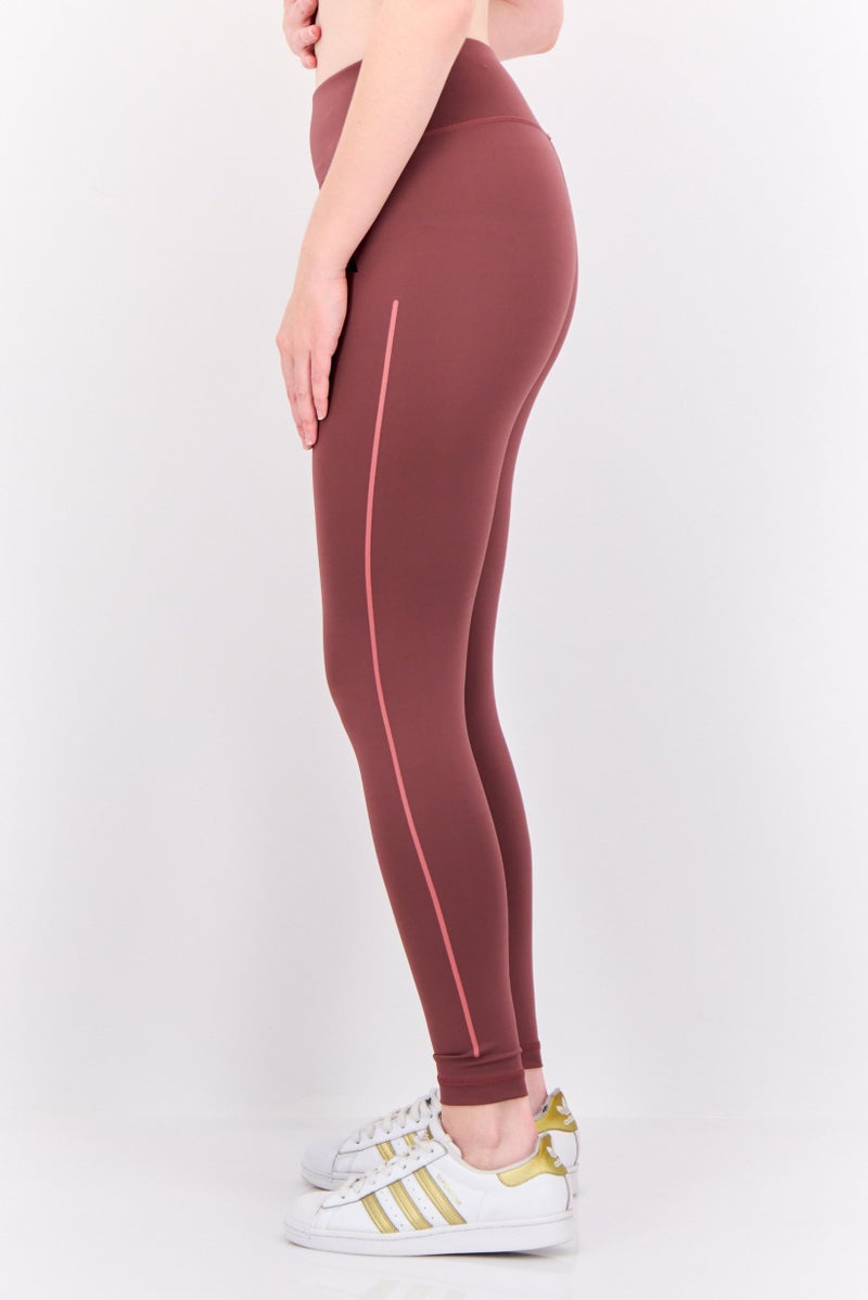 Adidas Women Tight Fit Brand Logo Training Leggings,  Deep Maroon - Image 2