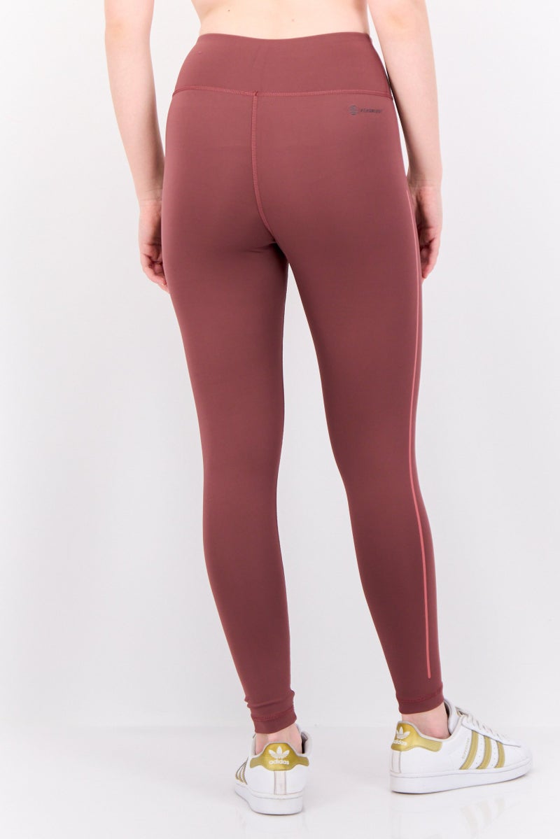 Adidas Women Tight Fit Brand Logo Training Leggings,  Deep Maroon - Image 3